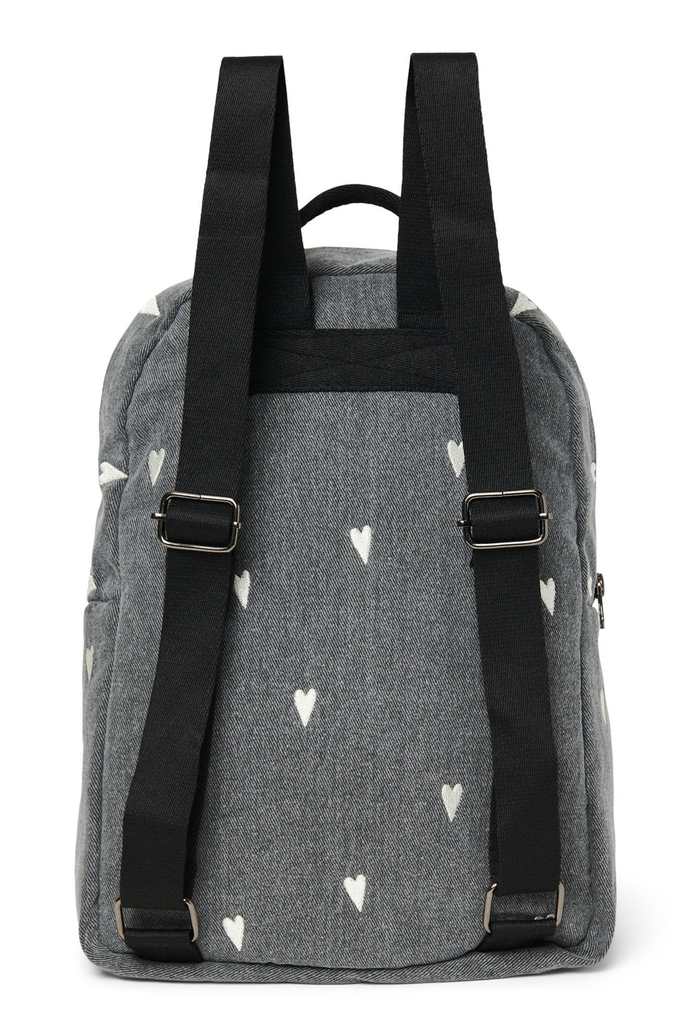 Denim Midi Backpack | Grey Hearts