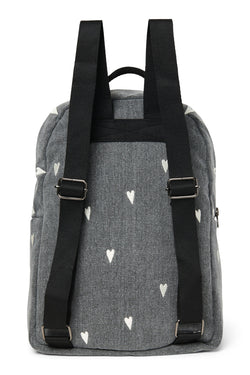 Denim Midi Backpack | Grey Hearts
