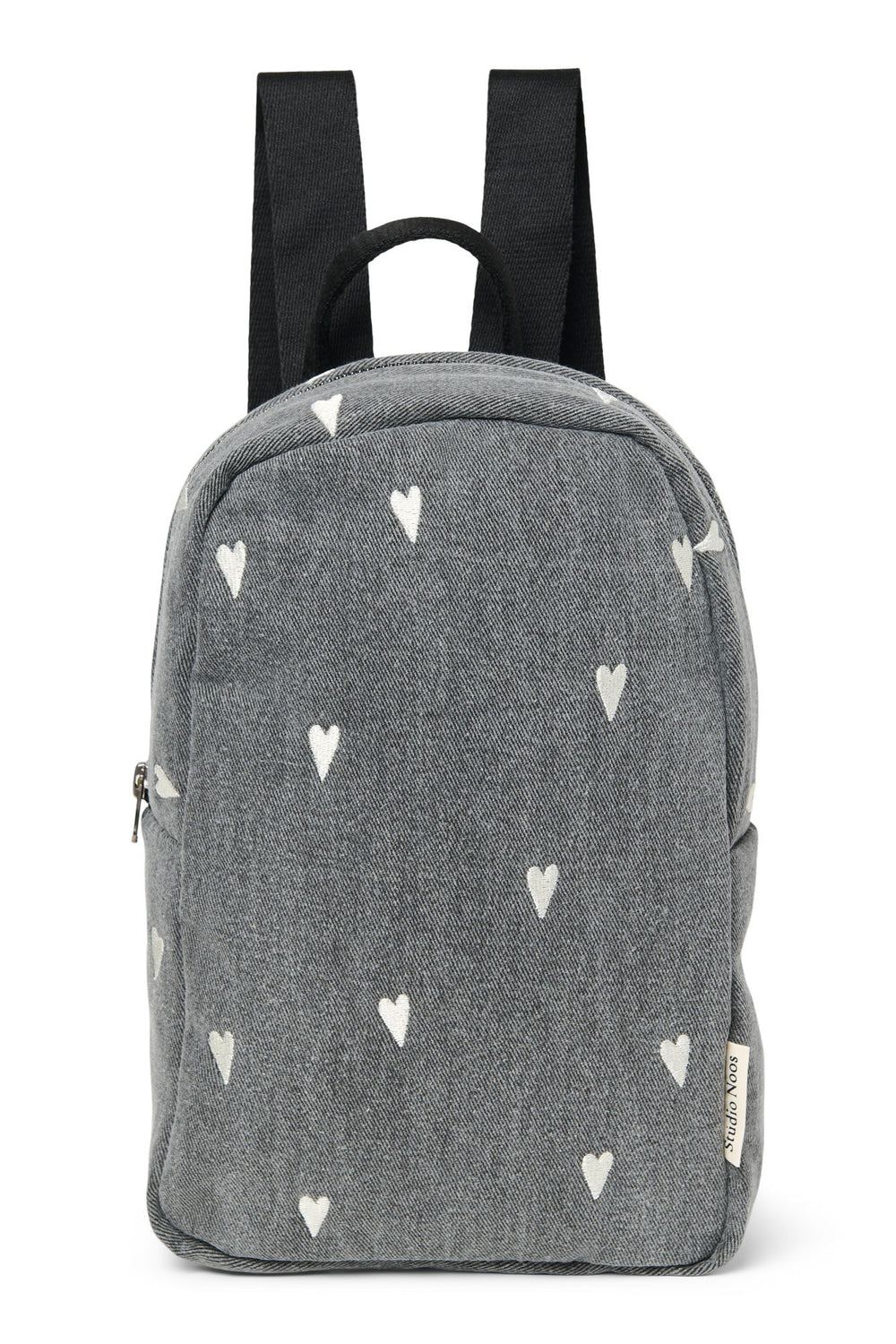 Denim Mini Backpack | Grey Hearts