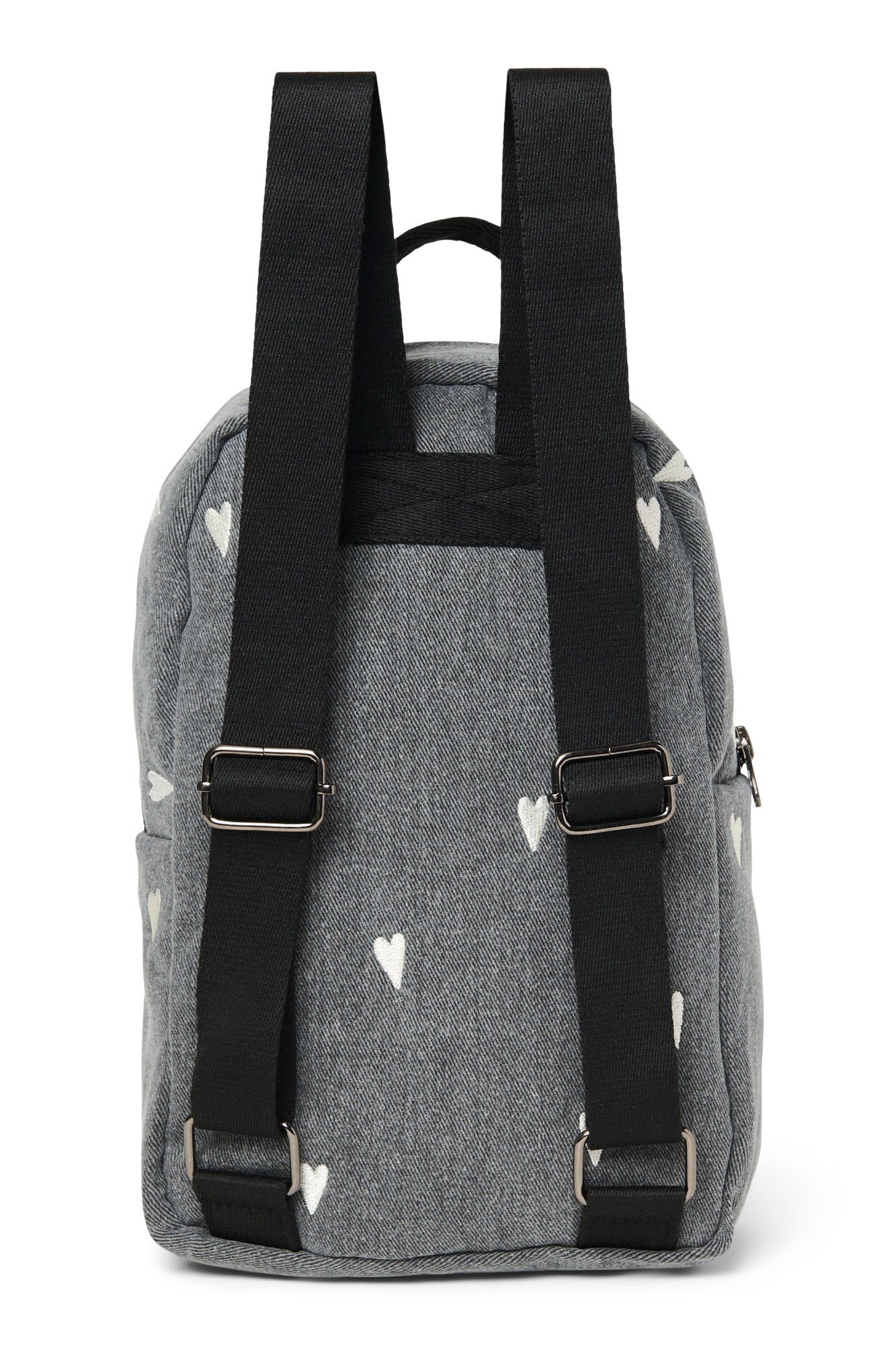 Denim Mini Backpack | Grey Hearts