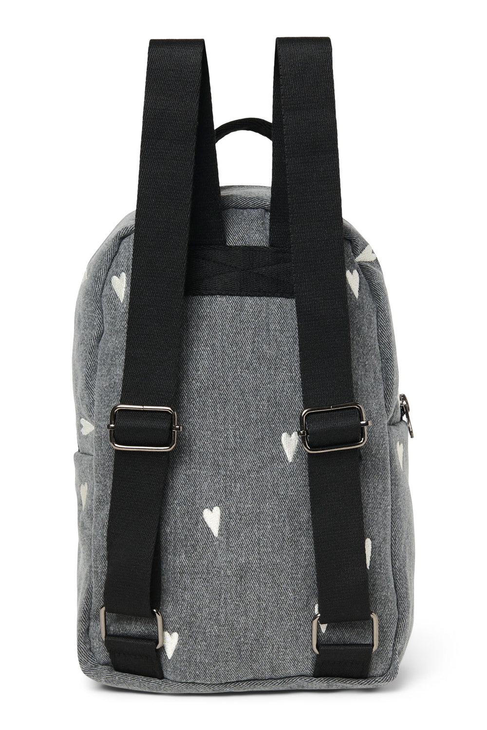 Denim Mini Backpack | Grey Hearts