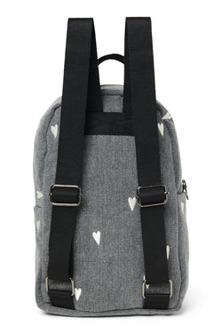Denim Mini Backpack | Grey Hearts