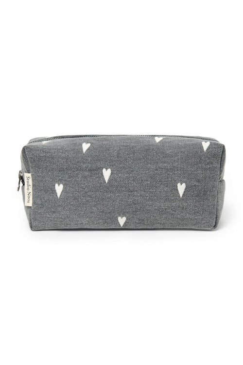 Denim Pouch | Grey Hearts