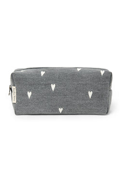 Denim Pouch | Grey Hearts