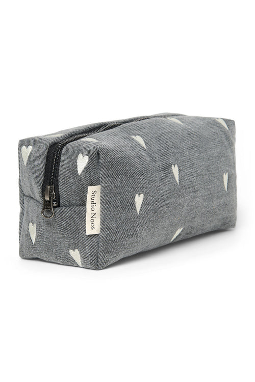Denim Pouch | Grey Hearts