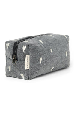 Denim Pouch | Grey Hearts