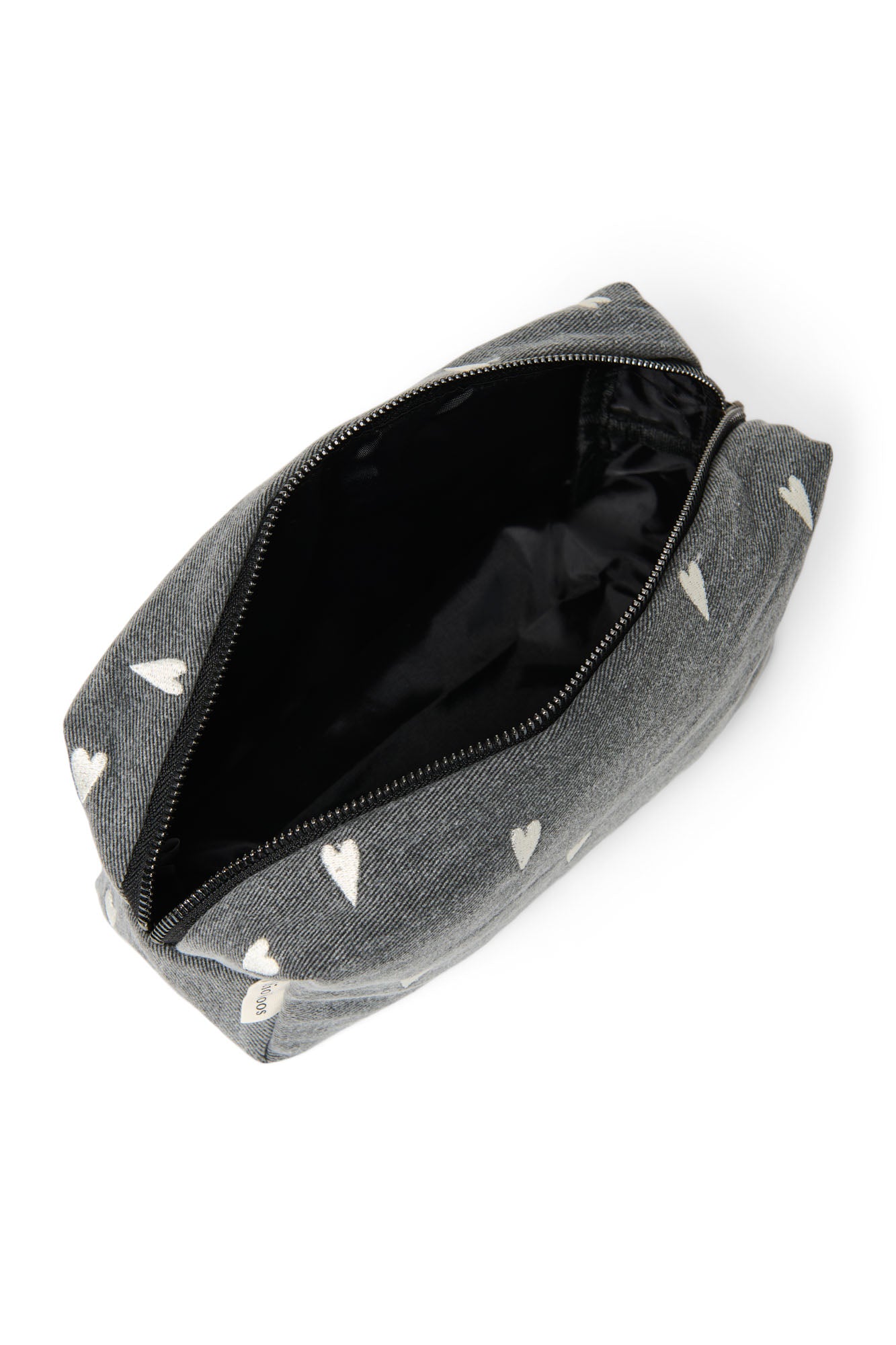 Denim Pouch | Grey Hearts
