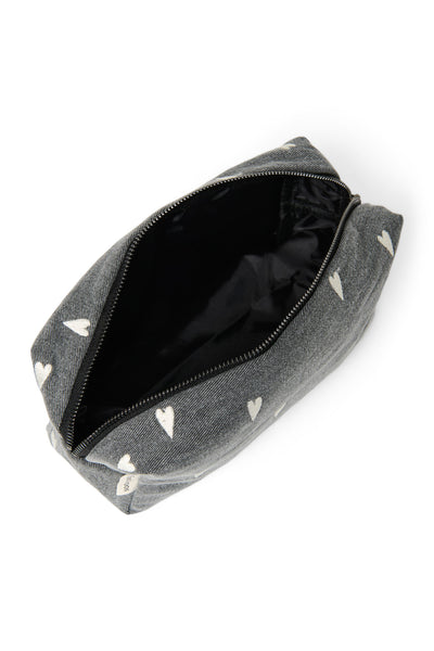 Denim Pouch | Grey Hearts