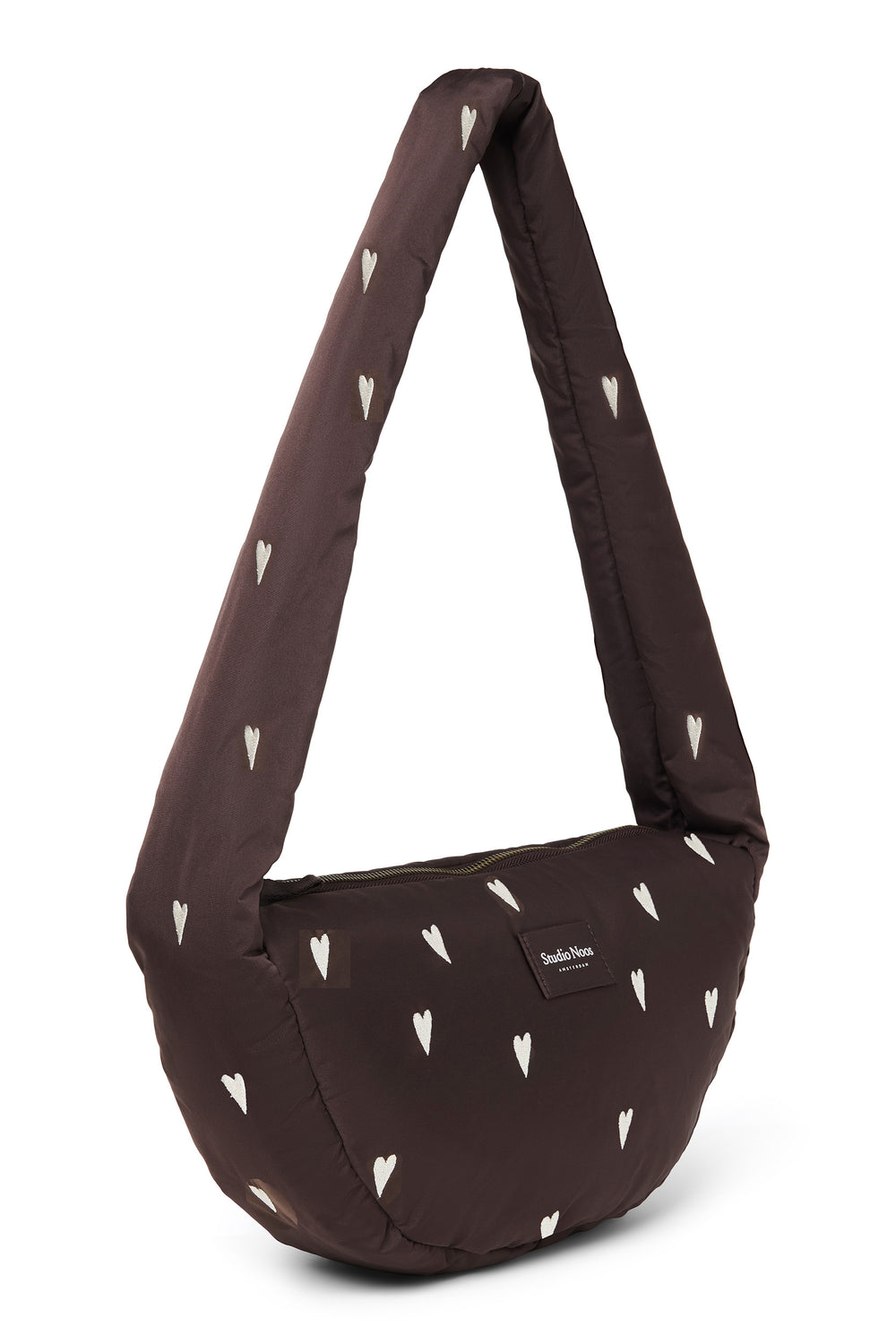 Puffy Mini Cross Body Bag | Brown Hearts