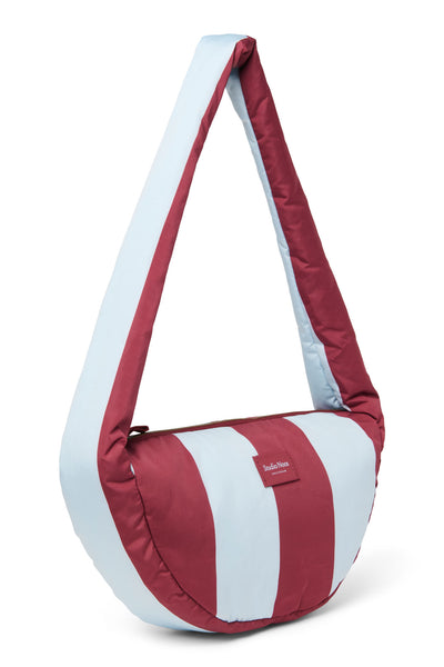 Bold Stripe Mini Cross Body Bag | Bordeaux/Light Blue