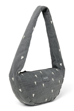 Denim Mini Cross Body Bag | Grey Hearts
