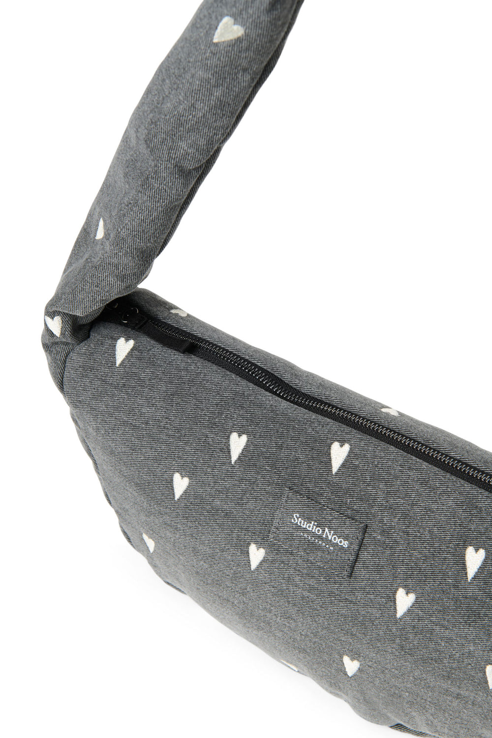 Denim Mini Cross Body Bag | Grey Hearts