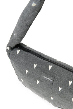 Denim Mini Cross Body Bag | Grey Hearts