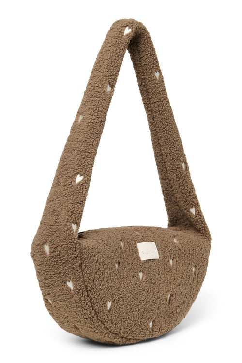 Teddy Hearts Mini Cross Body Bag | Brown Hearts