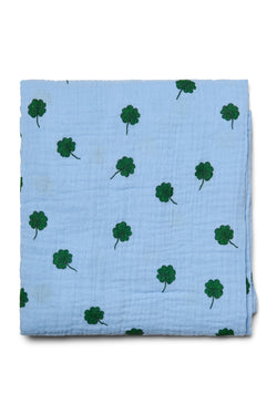 Swaddle Print Large | Light Blue Clover