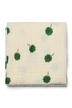 Witte Hydrofiele Doek Met Klavertjes - Medium