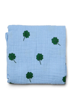 Swaddle Print Medium | Light Blue Clover