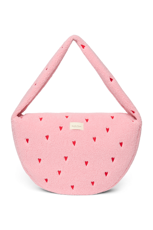 Teddy Cross Body Bag | Light Pink Hearts