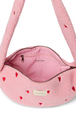 Teddy Mini Cross Body Bag | Light Pink Hearts