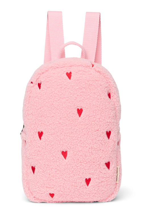 Teddy Mini Backpack | Light Pink Hearts