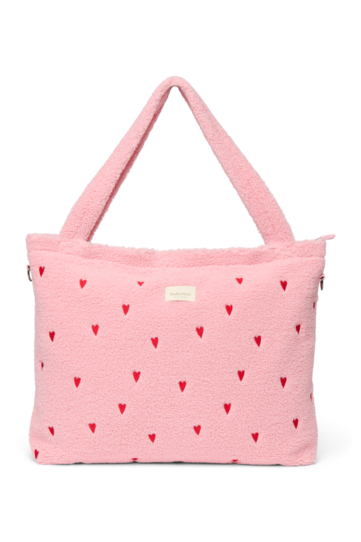 Teddy Diaper Bag | Light Pink Hearts
