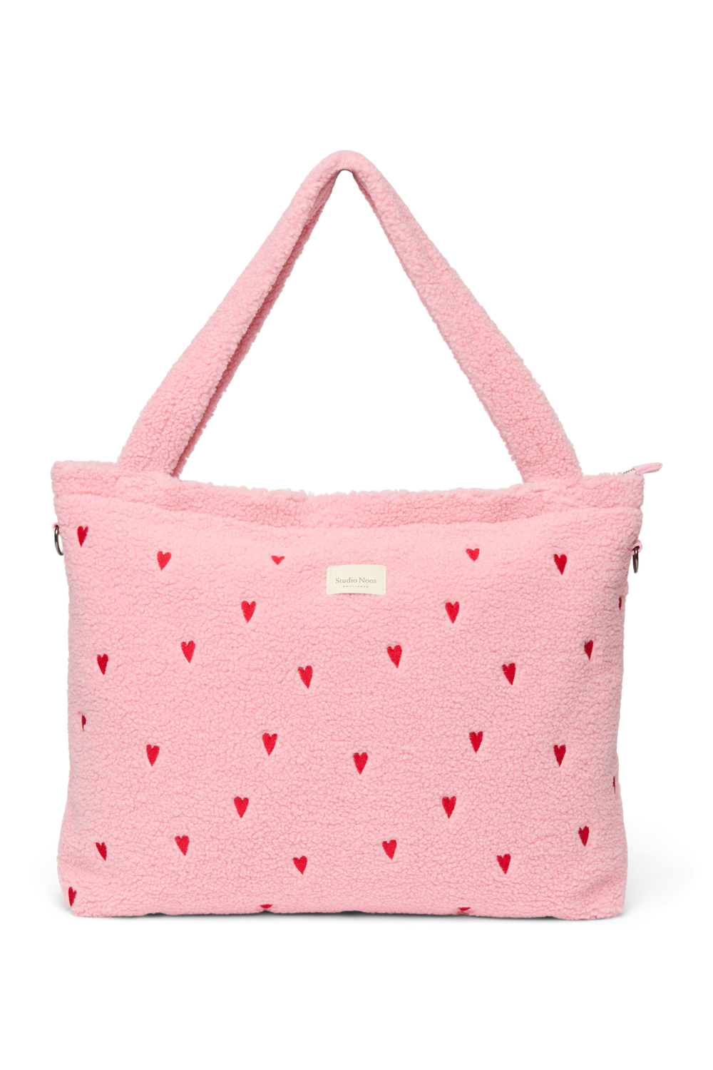 Teddy Diaper Bag | Light Pink Hearts