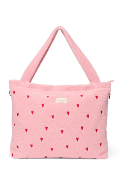 Teddy Diaper Bag | Light Pink Hearts