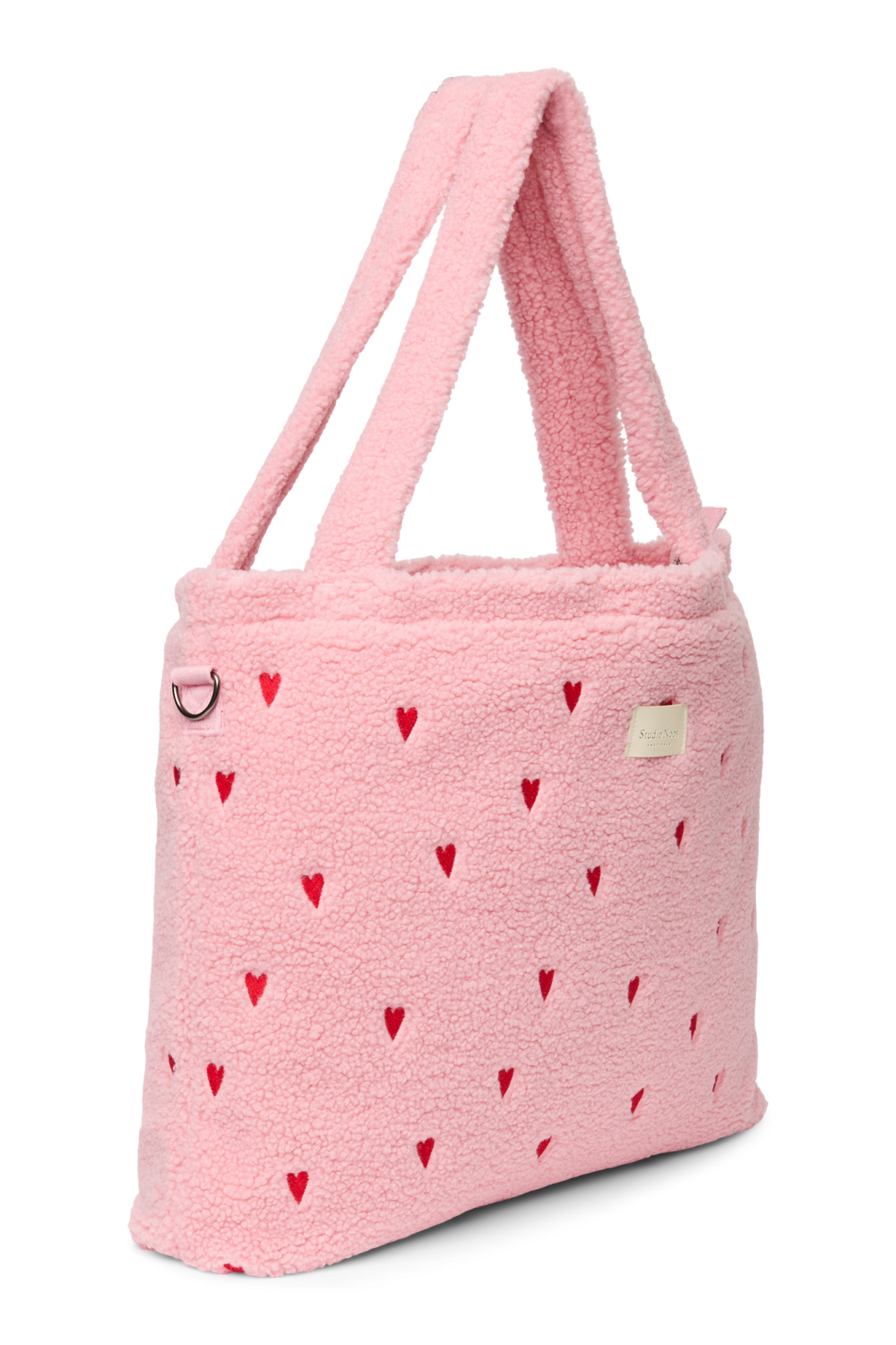 Teddy Diaper Bag | Light Pink Hearts