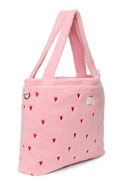 Teddy Diaper Bag | Light Pink Hearts