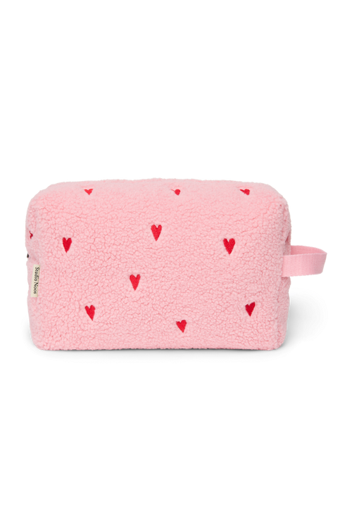 Teddy Toiletry Bag | Light Pink Hearts