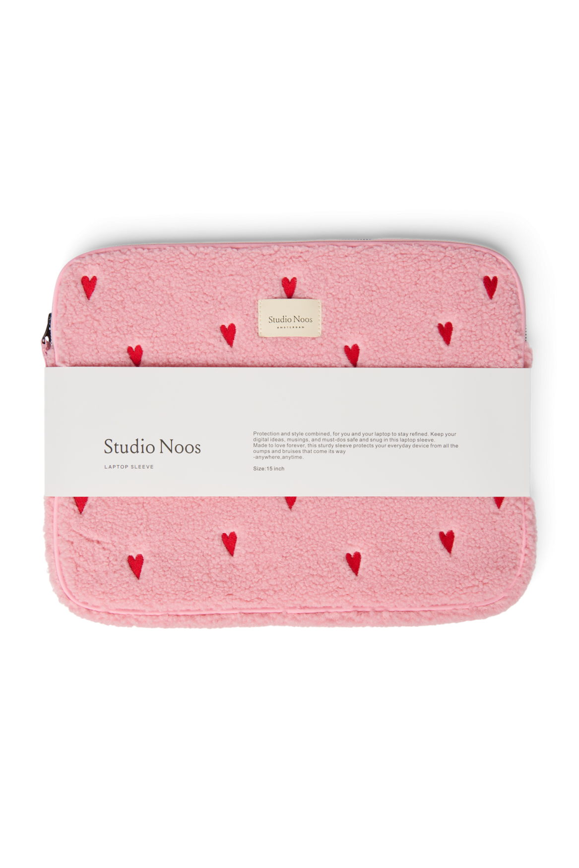 Teddy Laptop Sleeve 15 Inch | Light Pink Hearts