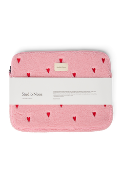 Teddy Laptop Sleeve 15 Inch | Light Pink Hearts