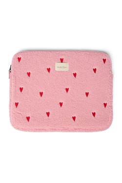 Teddy Laptop Sleeve 15 Inch | Light Pink Hearts