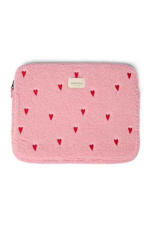 Teddy Laptop Sleeve 15 Inch | Light Pink Hearts