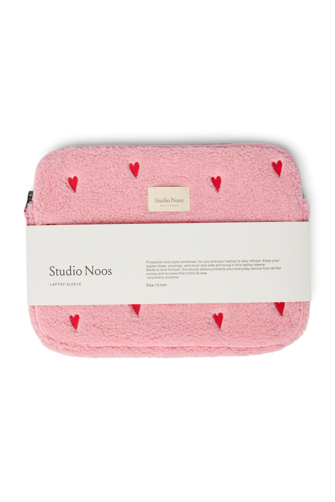 Teddy Laptop Sleeve 13 Inch | Light Pink Hearts