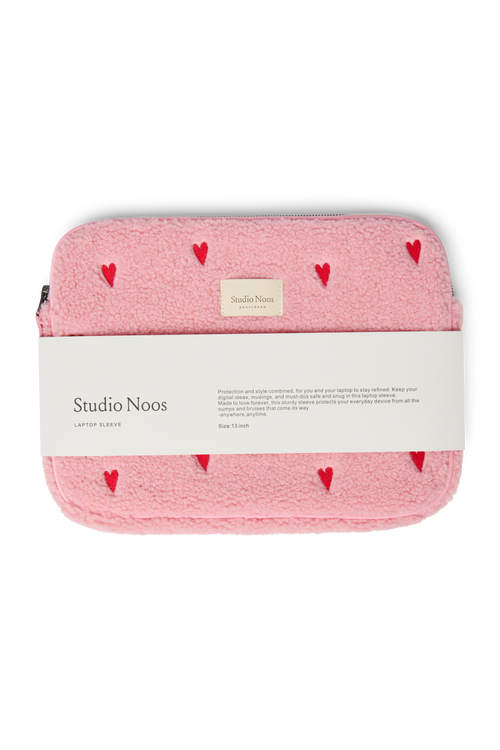 Teddy Laptop Sleeve 13 Inch | Light Pink Hearts