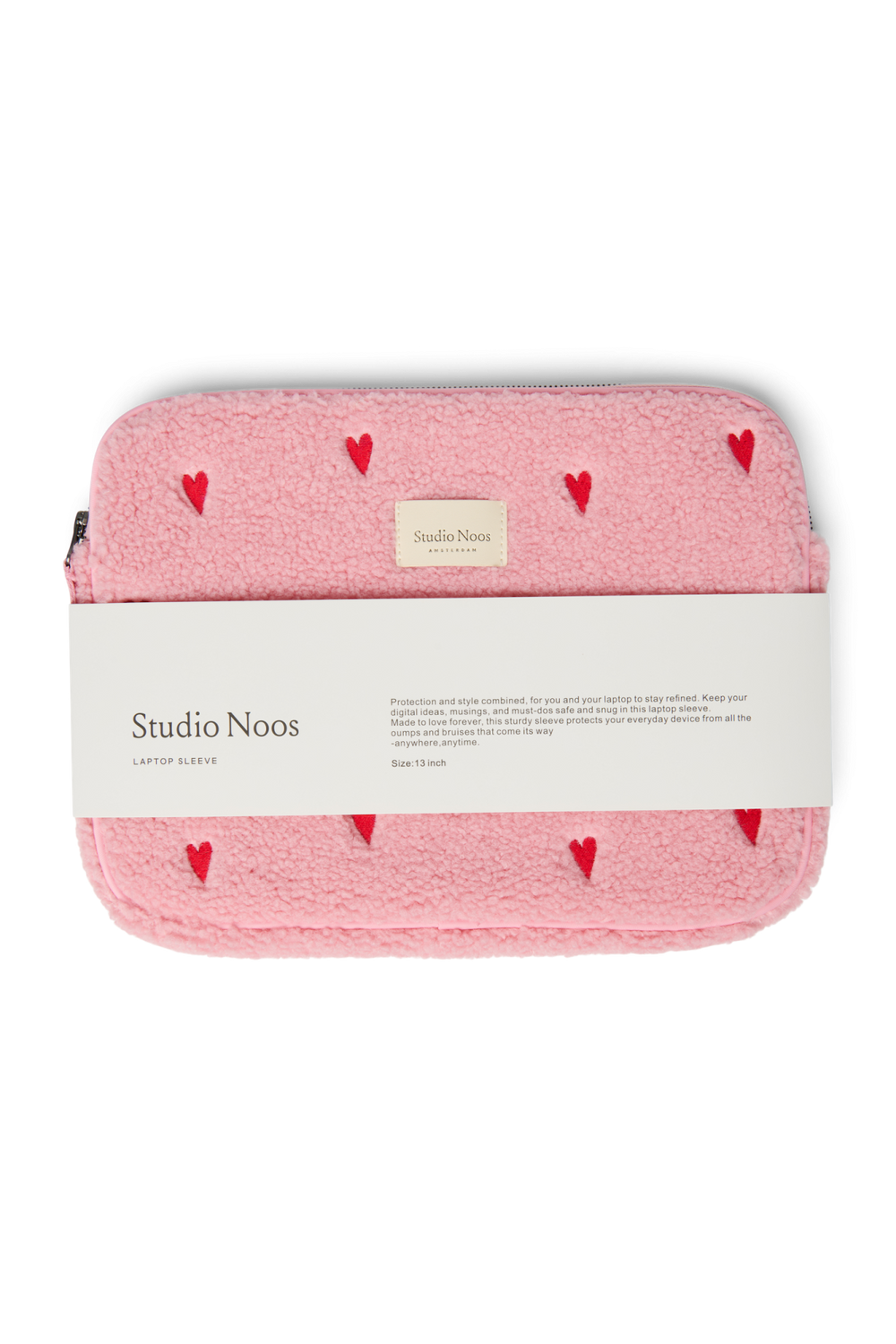 Teddy Laptop Sleeve 13 Inch | Light Pink Hearts