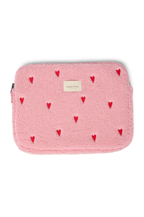 Teddy Laptop Sleeve 13 Inch | Light Pink Hearts