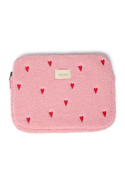 Teddy Laptop Sleeve 13 Inch | Light Pink Hearts