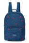 Denim Midi Backpack | Dark Blue Red Hearts