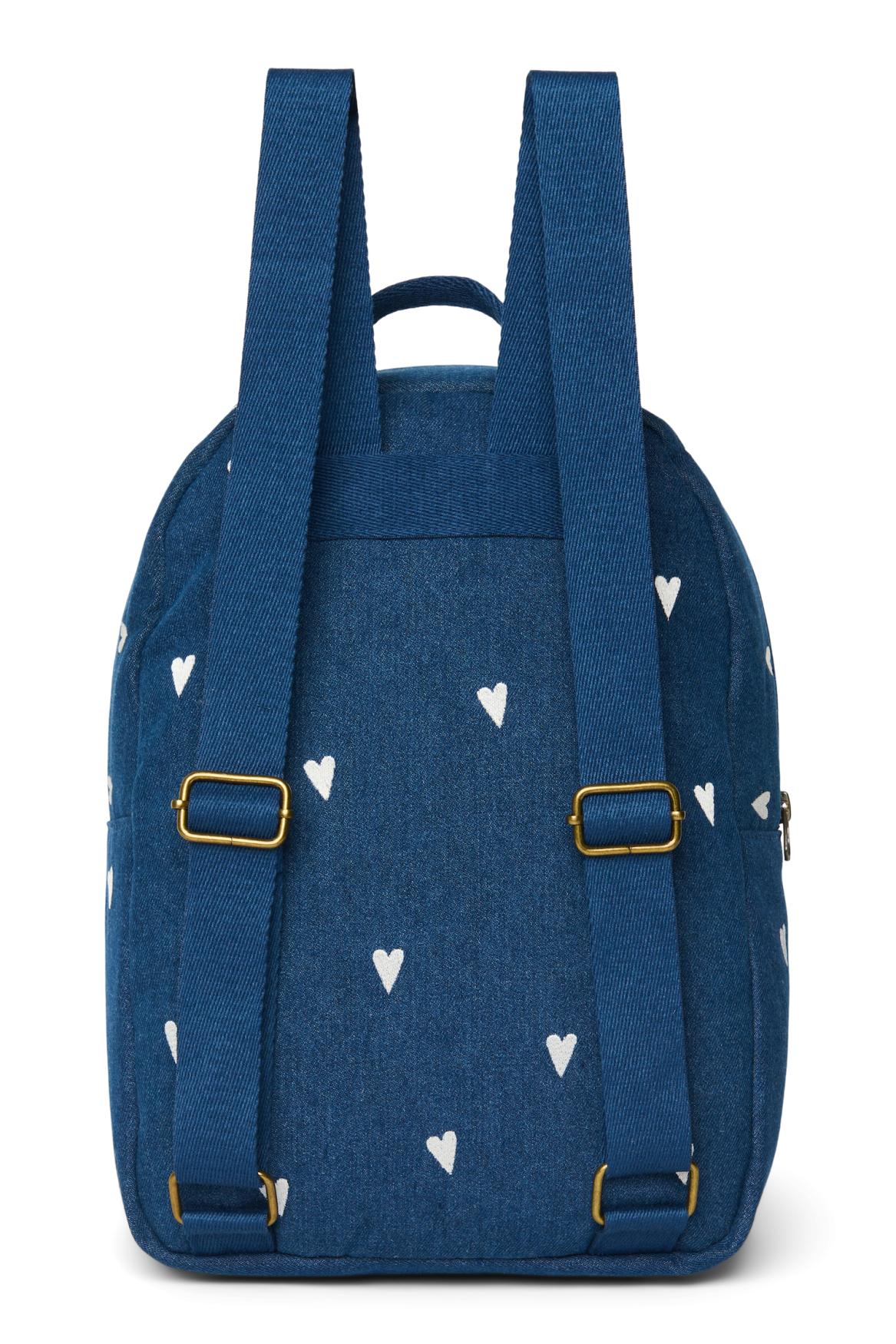Denim Midi Backpack | Dark Blue White Hearts