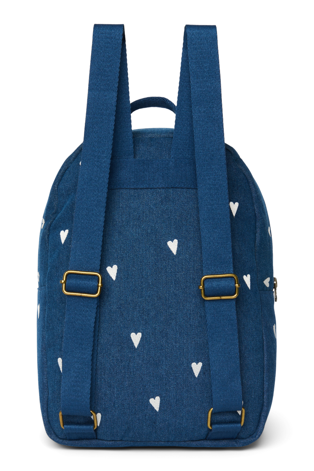 Denim Midi Backpack | Dark Blue White Hearts