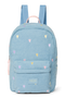 Denim Midi Backpack | Light Blue Hearts