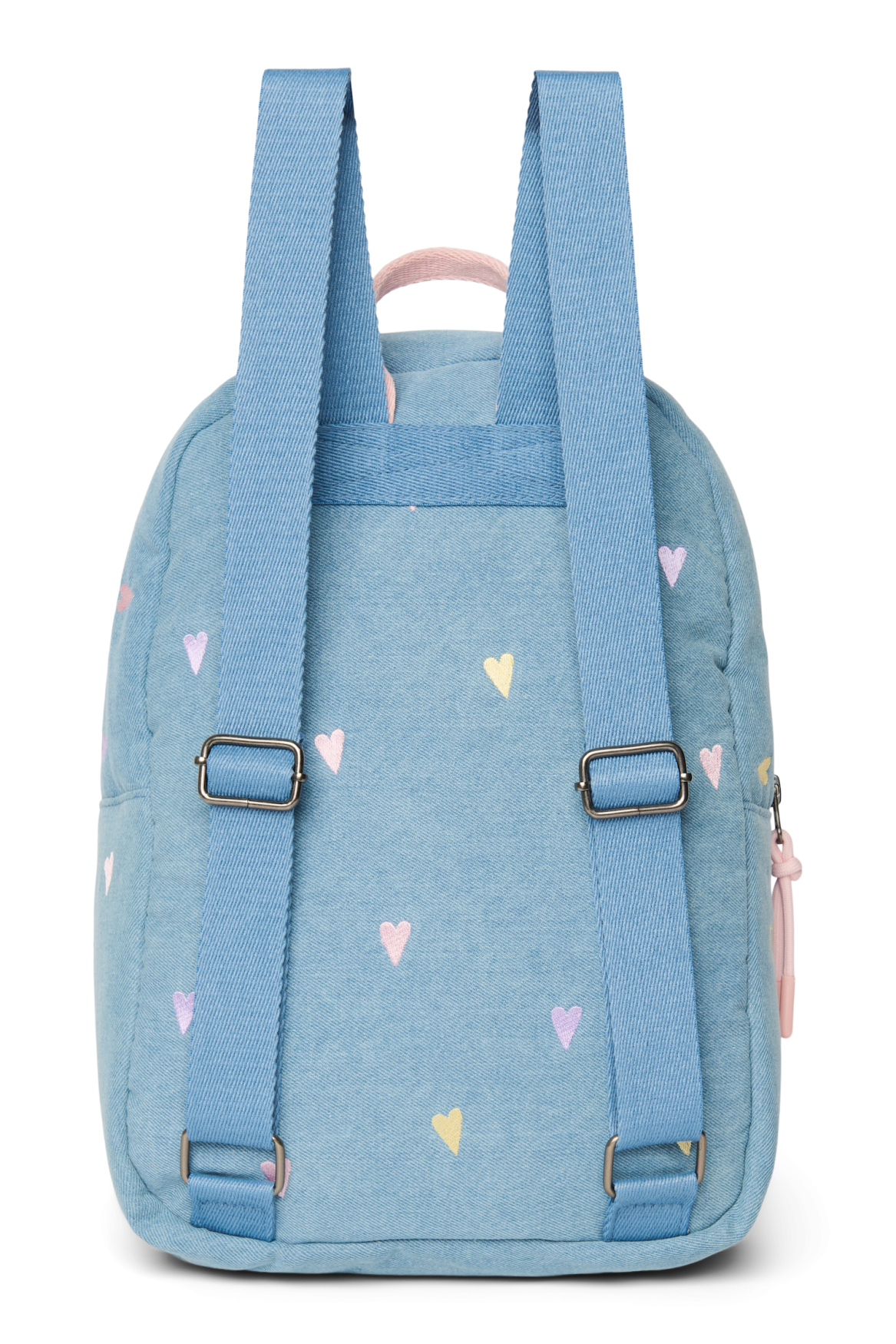 Denim Midi Backpack | Light Blue Hearts