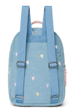 Denim Midi Backpack | Light Blue Hearts