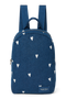 Denim Mini Backpack | Dark Blue White Hearts