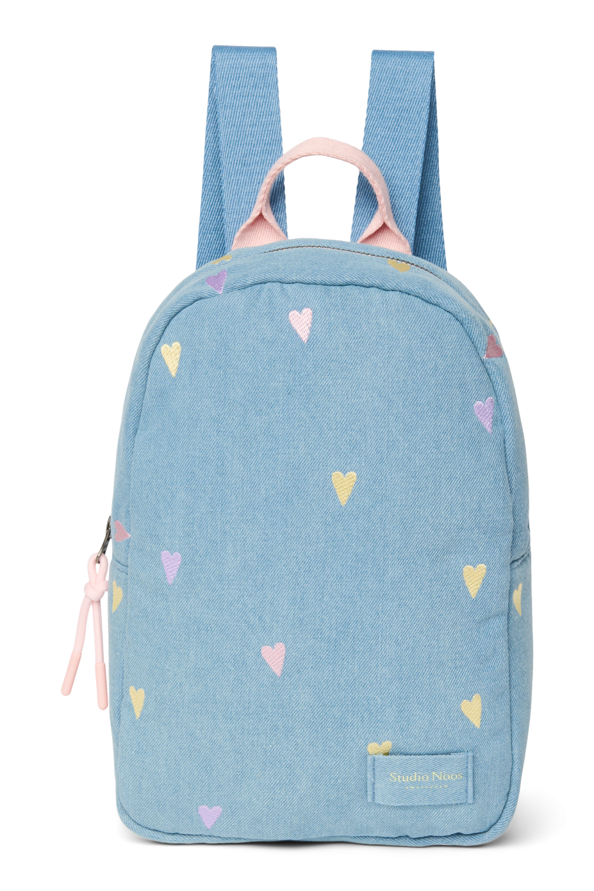 Denim Mini Backpack | Light Blue Hearts