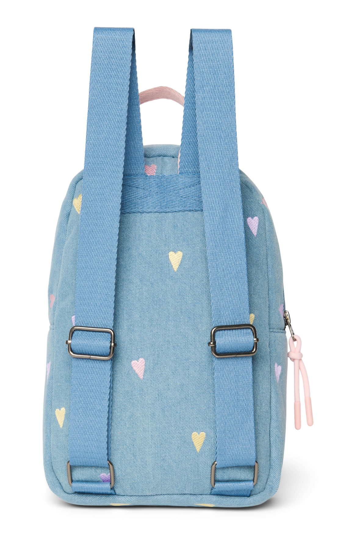 Denim Mini Backpack | Light Blue Hearts