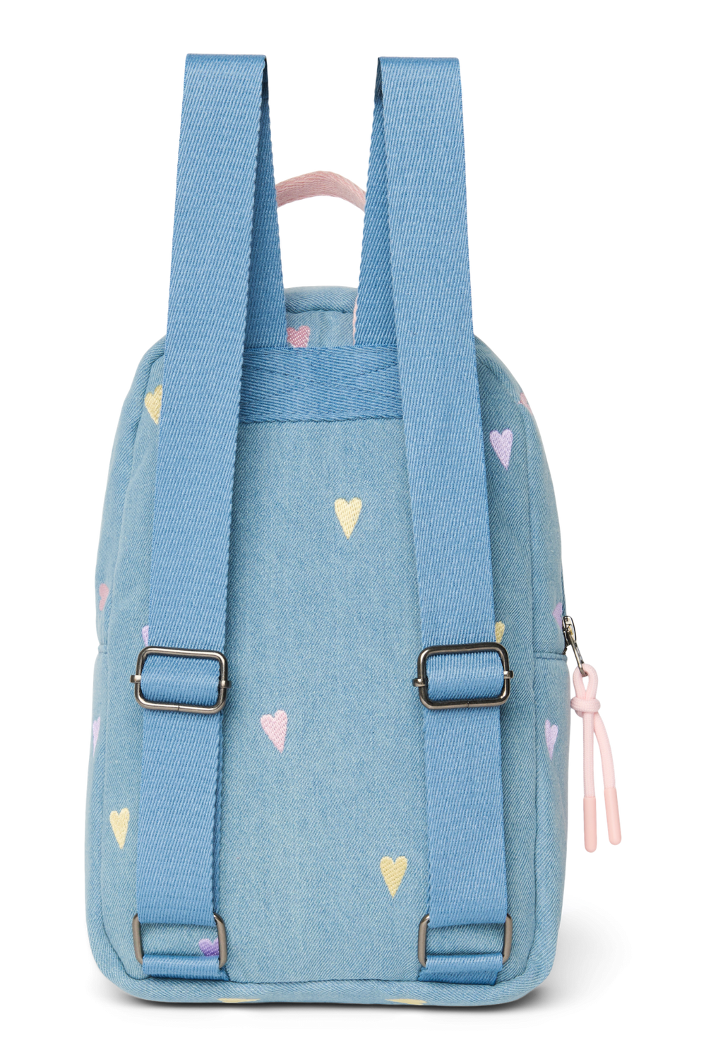 Denim Mini Backpack | Light Blue Hearts