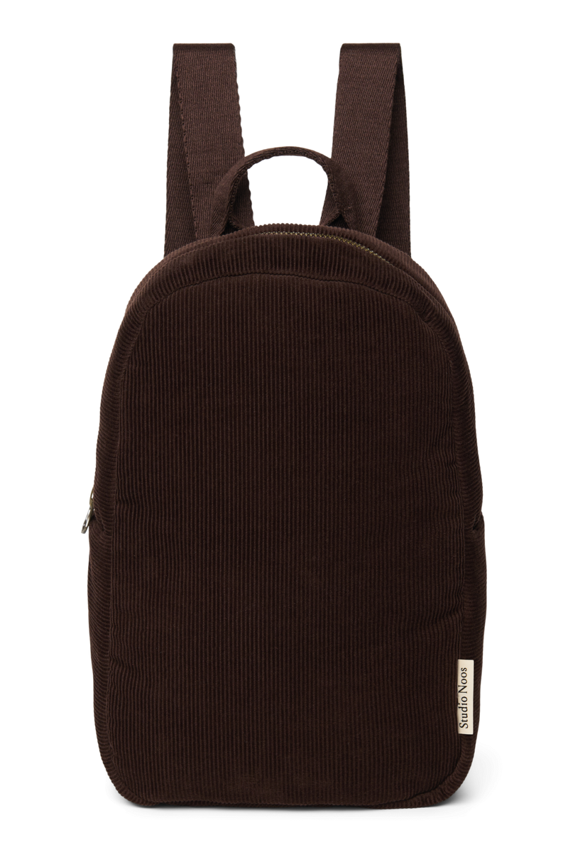 Rib Puffy Mini Backpack, Dark Brown